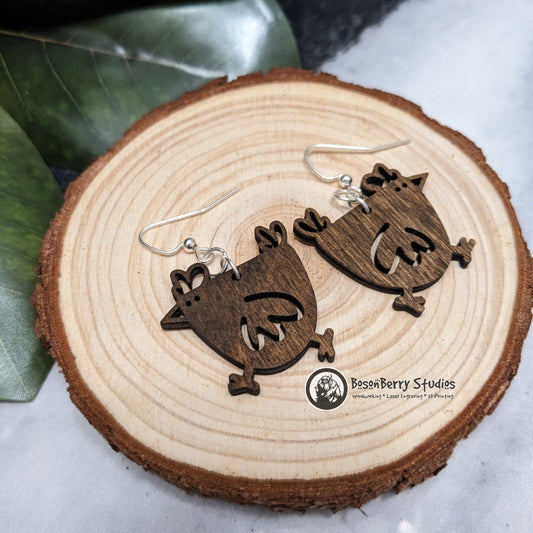 Cute Chicken Wooden Earrings