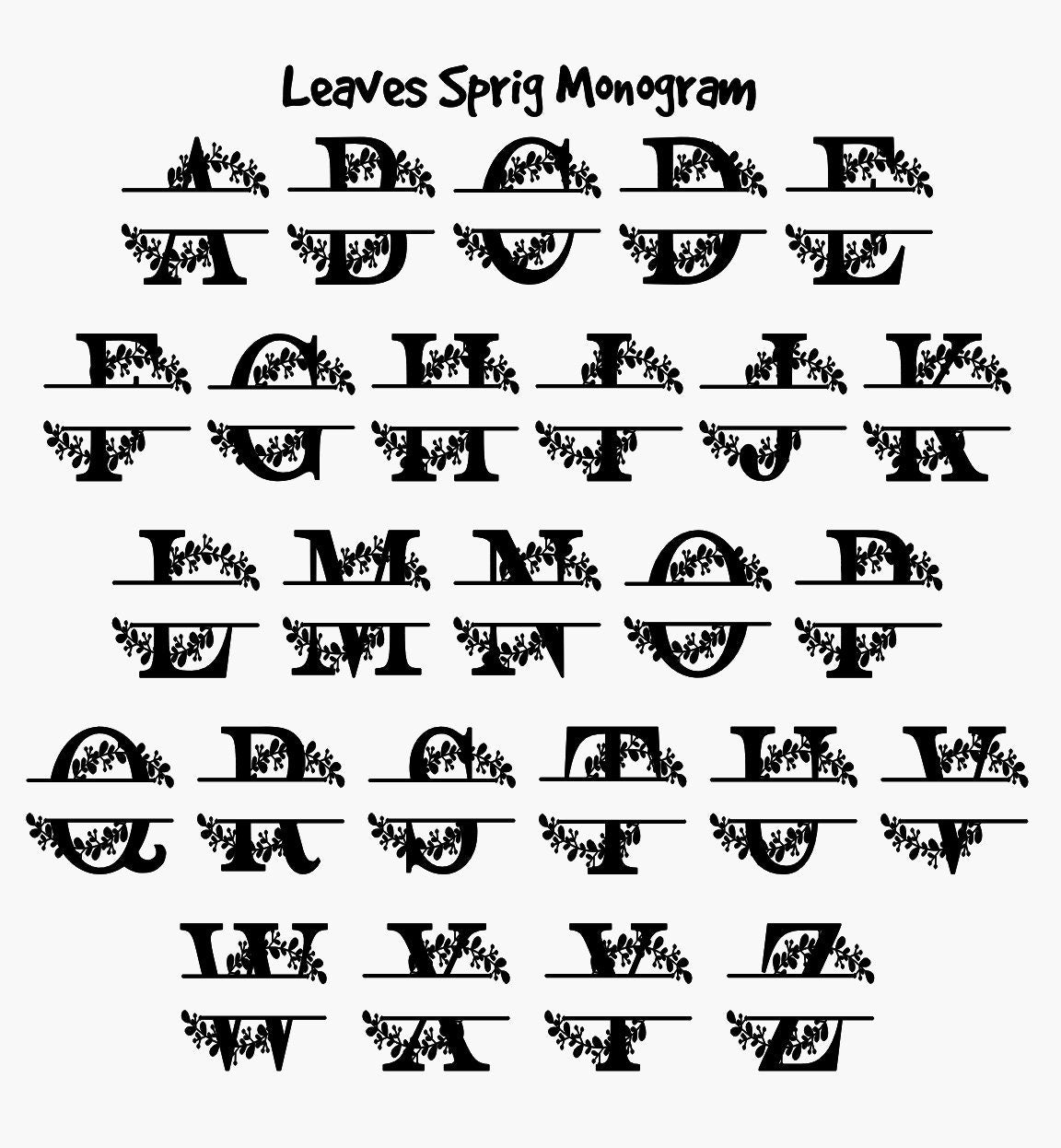 Leaves Sprig Monogram 4 Pack Slate Coasters