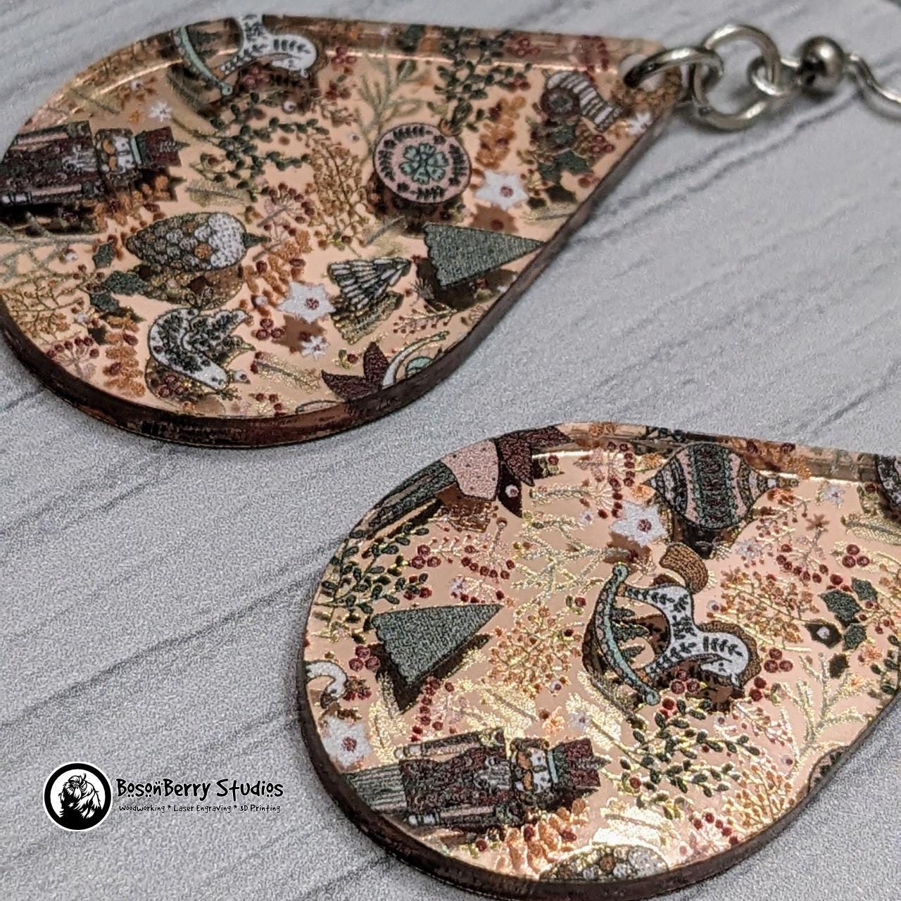 Nutcracker Rose-Gold Mirrored Acrylic Earrings