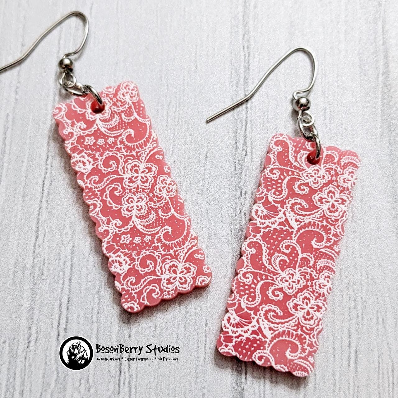 Pink Micro Lace Acrylic Earrings