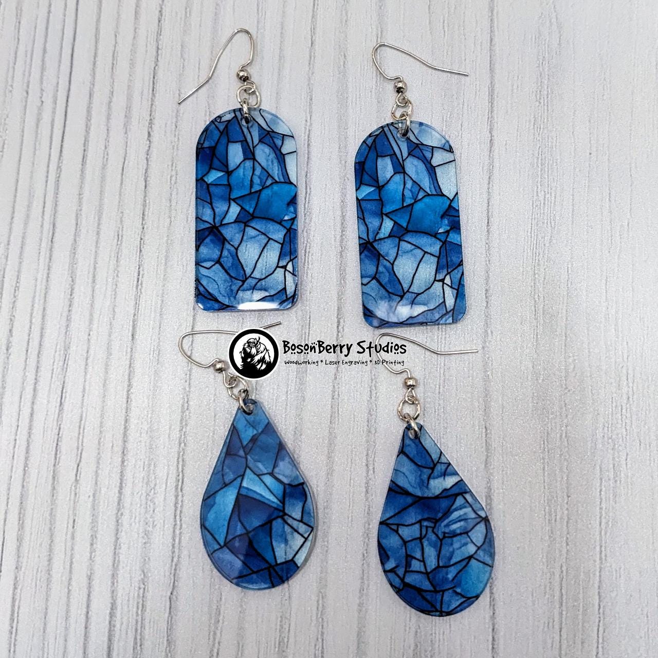 Icy Stained Glass Acrylic Earrings