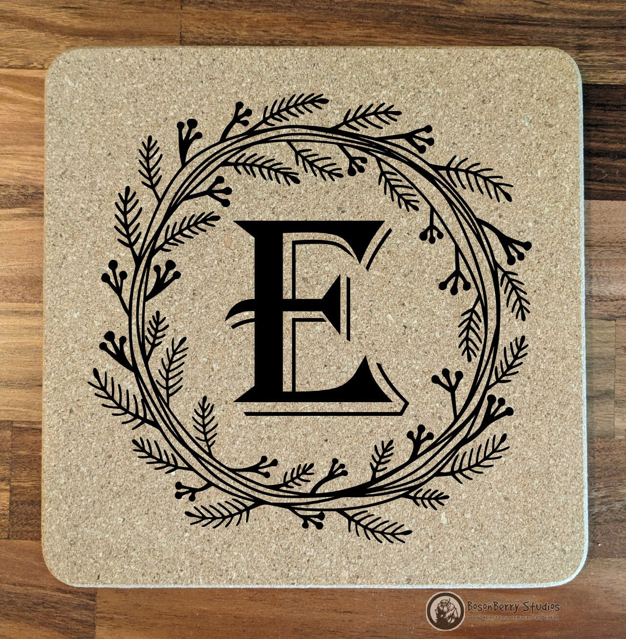 Herb Wreath Cork Trivets | Kitchen Décor | Home | Gifts | Laser Engraved