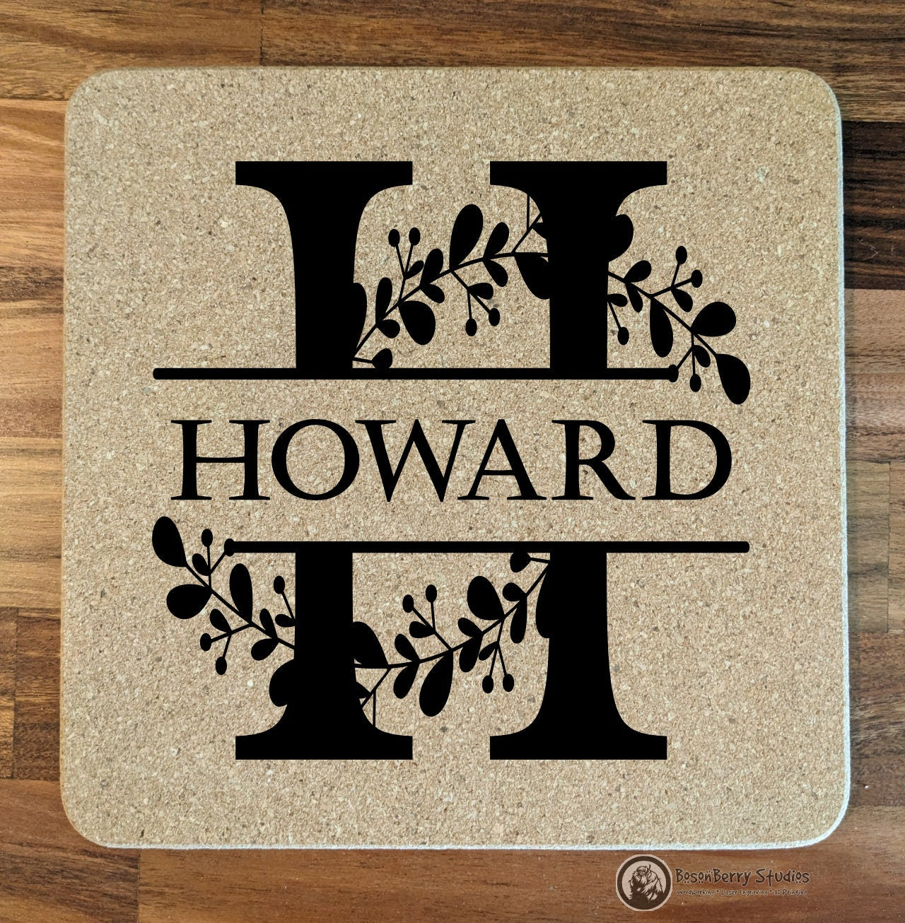 Leaves Sprig Cork Trivets | Kitchen Décor | Home | Gifts | Laser Engraved