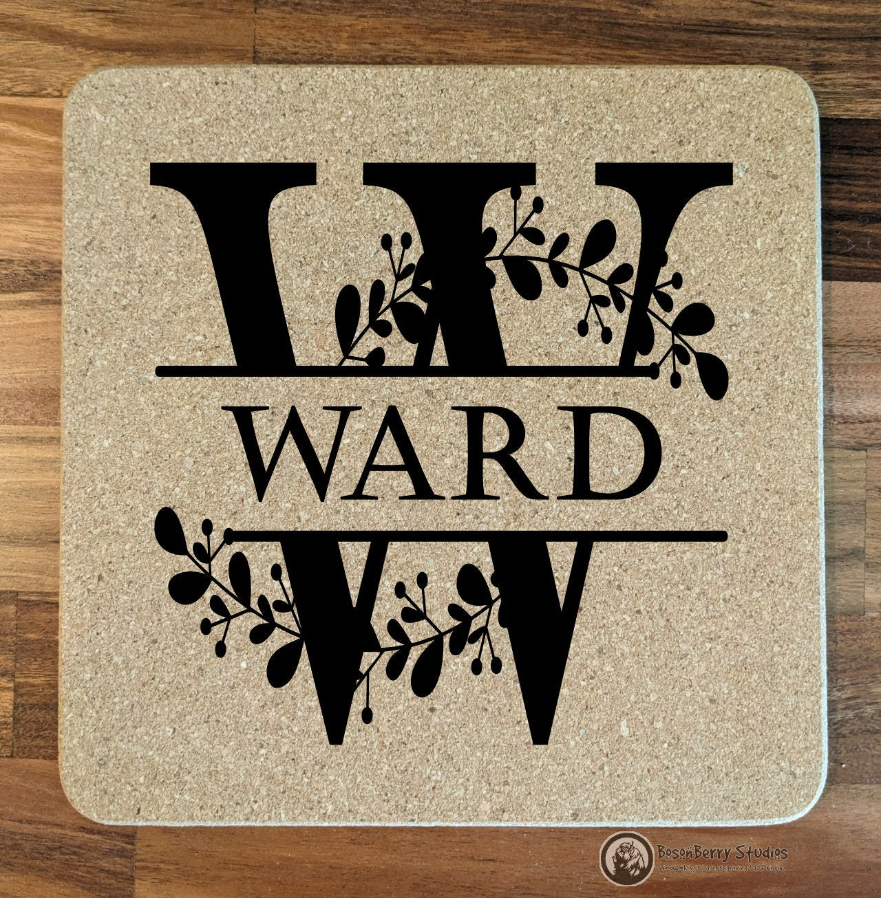 Leaves Sprig Cork Trivets | Kitchen Décor | Home | Gifts | Laser Engraved