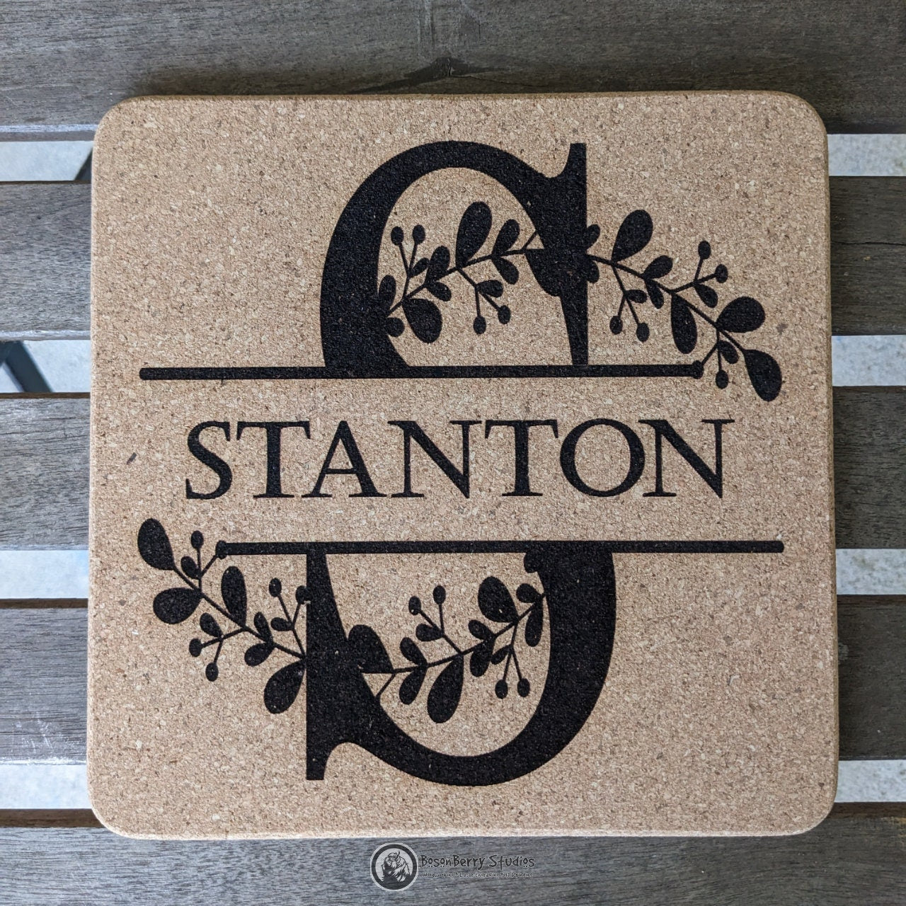 Leaves Sprig Cork Trivets | Kitchen Décor | Home | Gifts | Laser Engraved