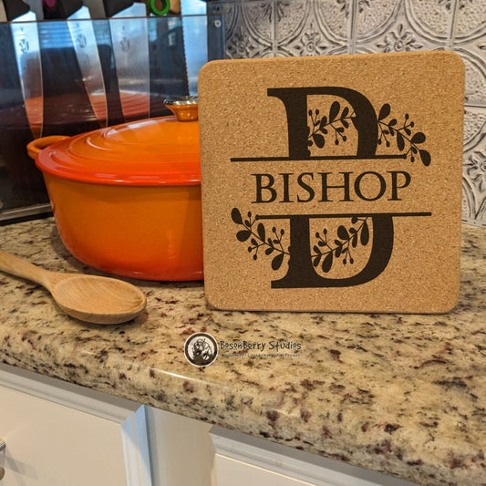 Leaves Sprig Cork Trivets | Kitchen Décor | Home | Gifts | Laser Engraved
