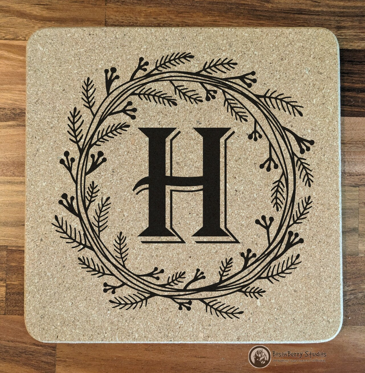 Herb Wreath Cork Trivets | Kitchen Décor | Home | Gifts | Laser Engraved