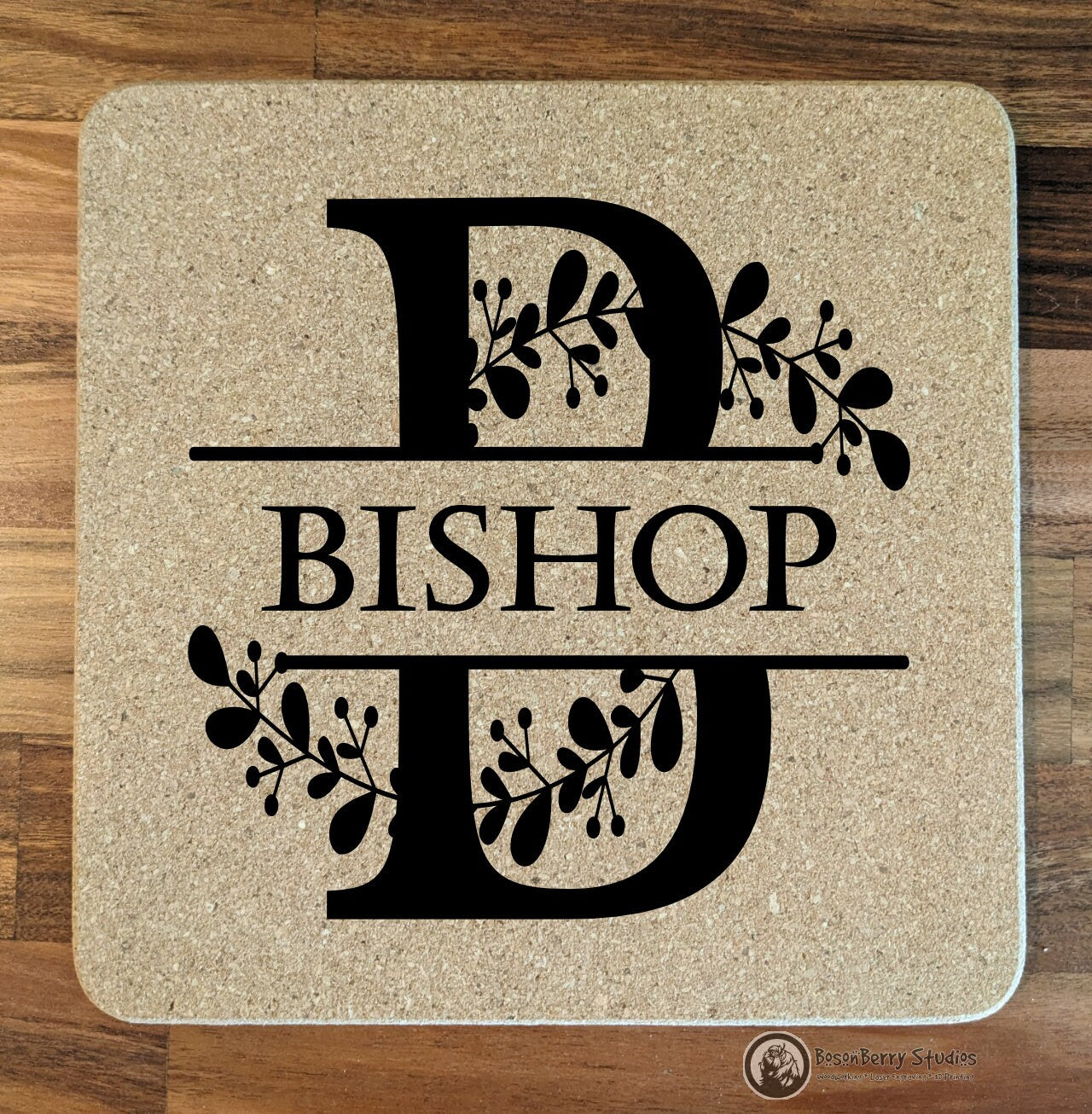Leaves Sprig Cork Trivets | Kitchen Décor | Home | Gifts | Laser Engraved