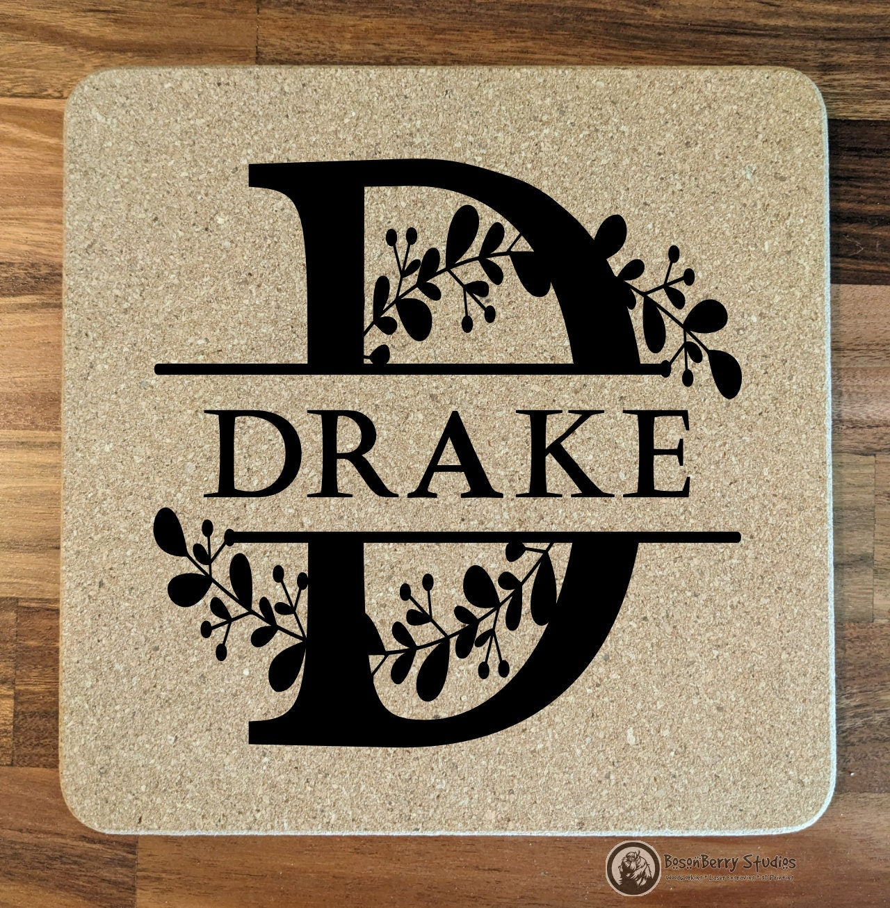 Leaves Sprig Cork Trivets | Kitchen Décor | Home | Gifts | Laser Engraved