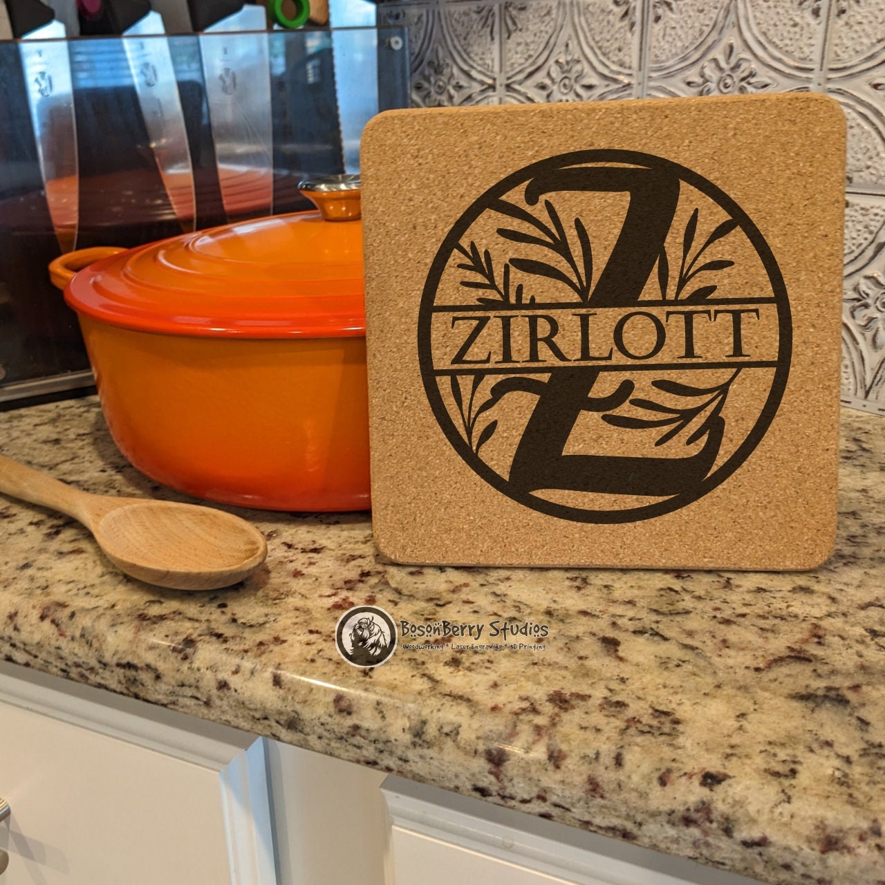 Floral Spray Cork Trivets | Kitchen Décor | Home | Gifts | Laser Engraved