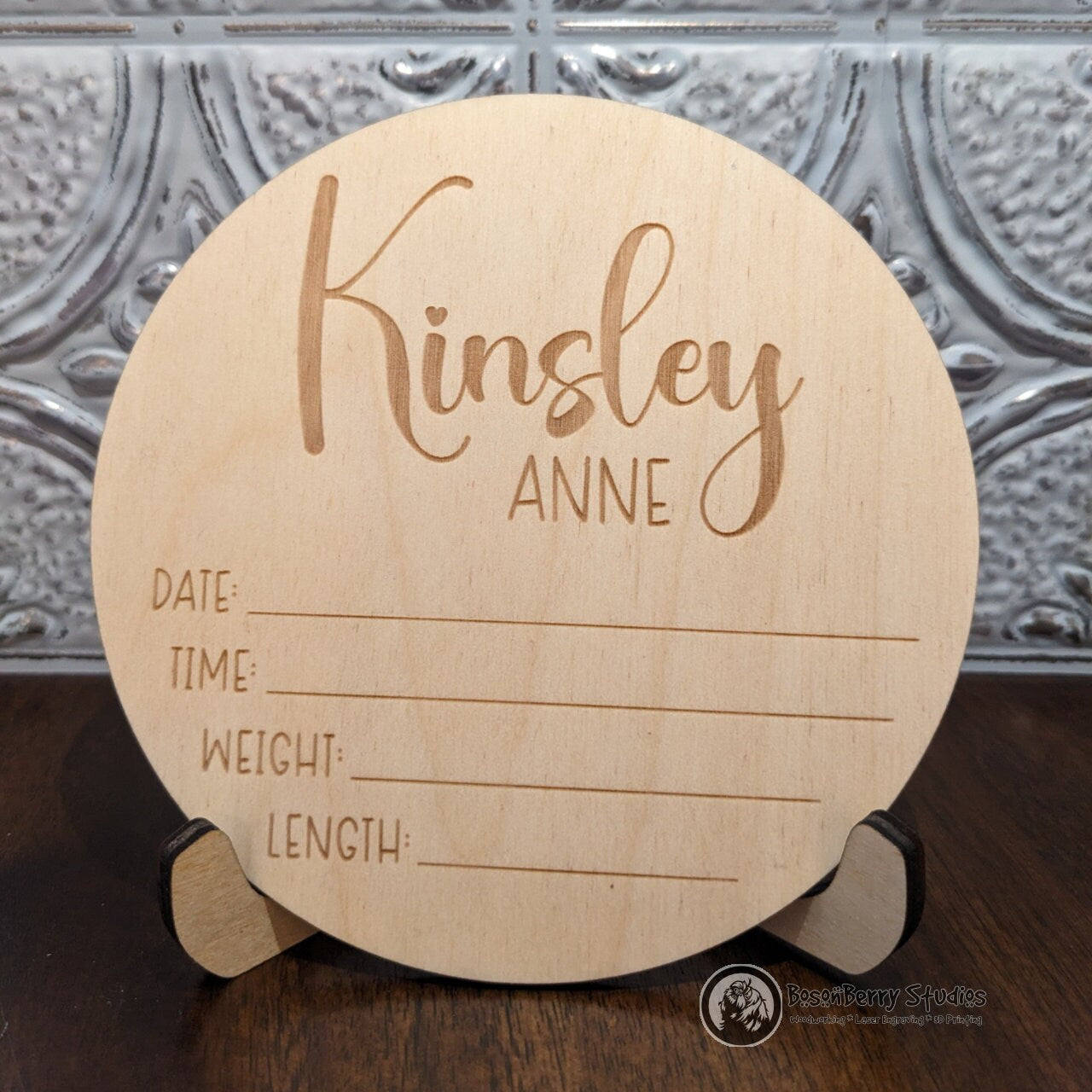 Baby Name Birth Stats 5" Round Sign | Girl | Boy | Personalized Shower Gift | Customized New Mom Gift