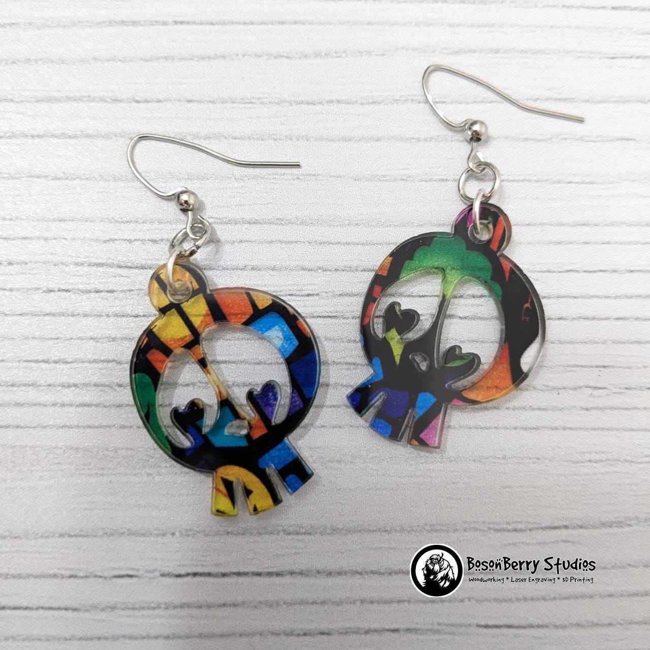 Acrylic "Haunted House Stained Glass" Earrings - 13 Designs