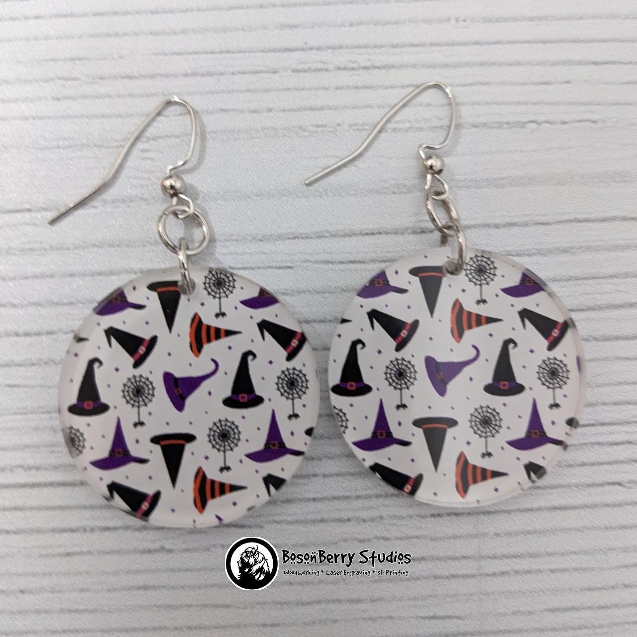 Acrylic "Halloween Hats and Spiders" Earrings-13 Designs | Witch Spooky Magic Cute Spell | Ghosts Cats Bones Skulls | Laser Cut
