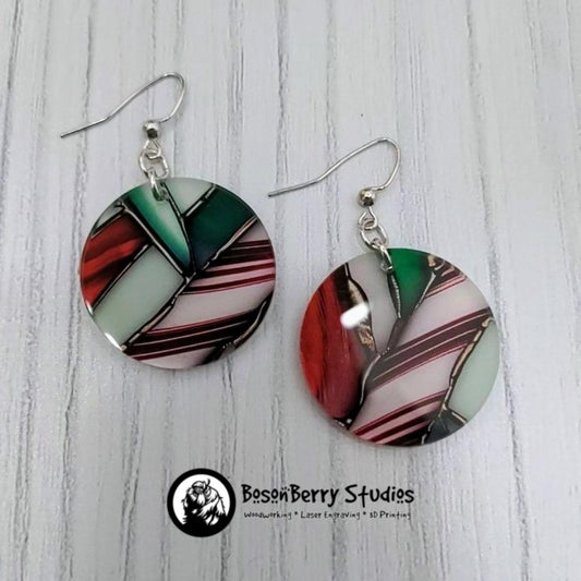 Peppermint Stained Glass Acrylic Earrings | Laser Cut | Christmas | Cute Holiday Jewelry