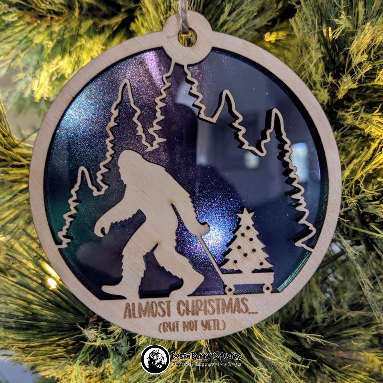 Almost Christmas (But Not Yeti) Ornament | Décor Holiday Gift | Bigfoot | Cryptid | Suncatcher