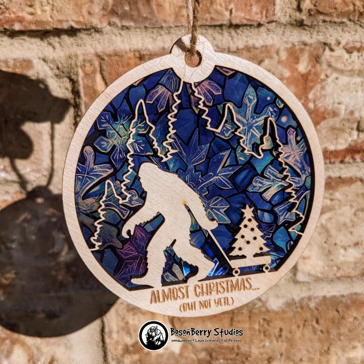 Almost Christmas (But Not Yeti) Ornament | Décor Holiday Gift | Bigfoot | Cryptid | Suncatcher