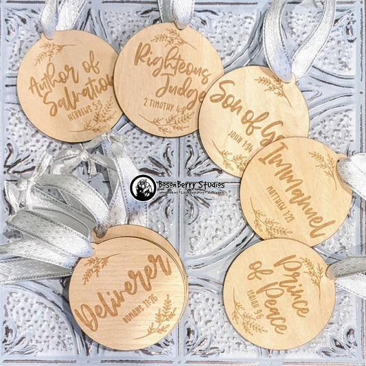 Names of Jesus Advent Christmas Ornaments (Set of 25) | Décor Holiday Gift | Christian | Religious | Seasonal Scripture Tree Decoration