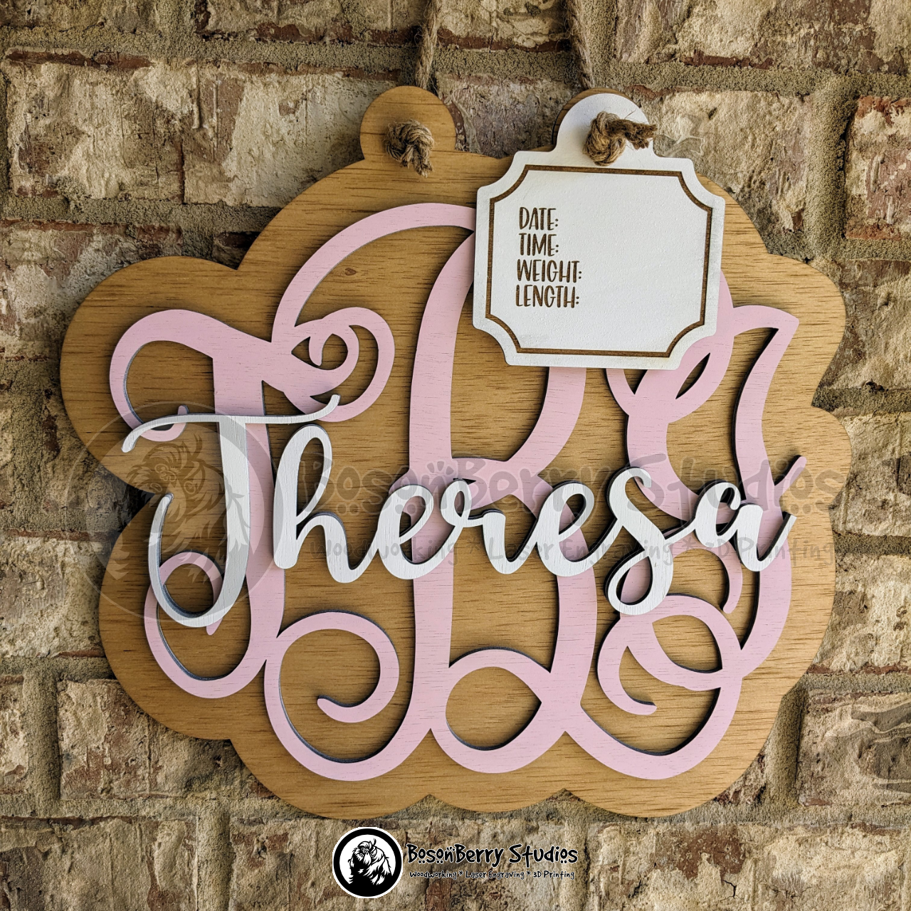 Baby Monogram Hospital Door Hanger Sign