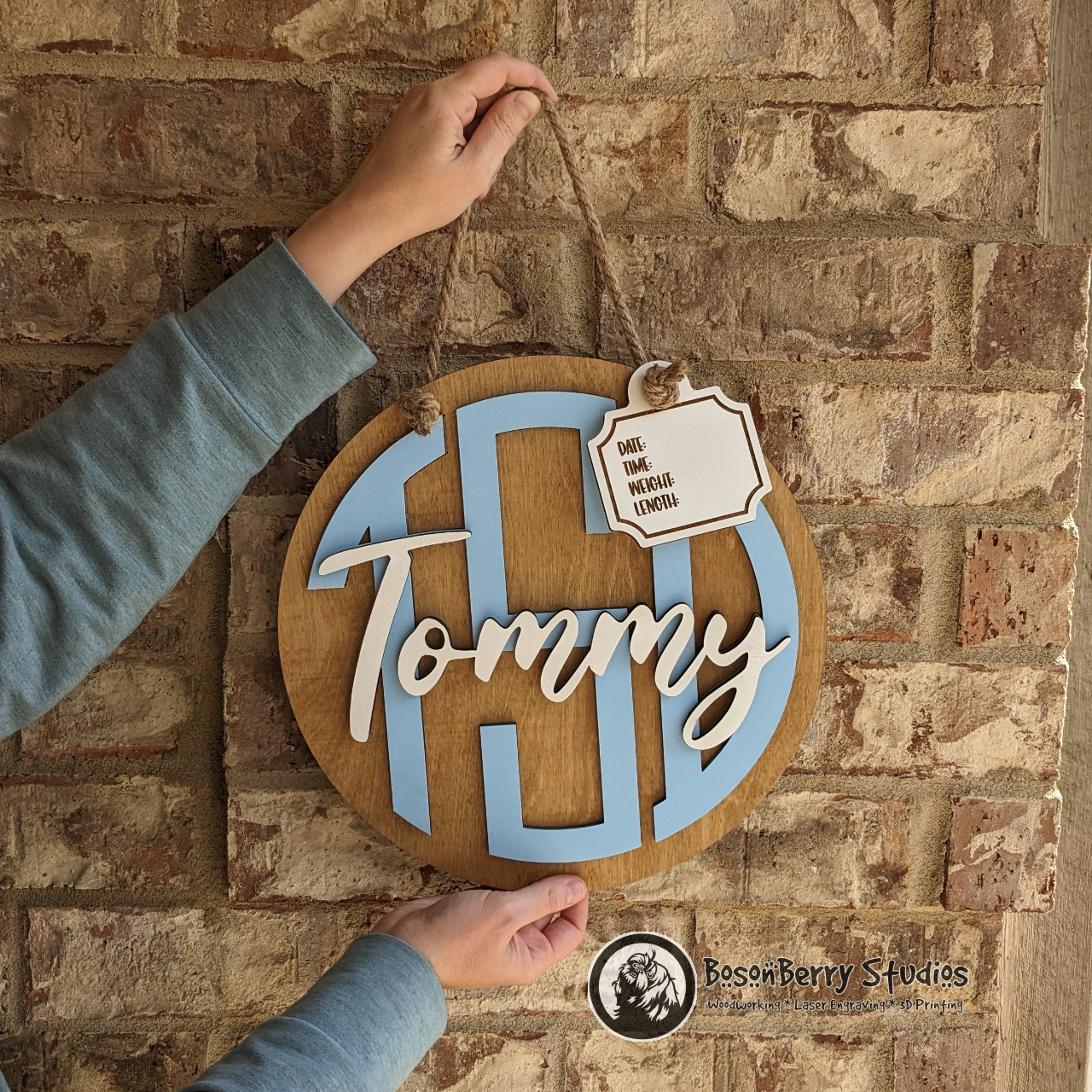 Baby Monogram Hospital Door Hanger Sign