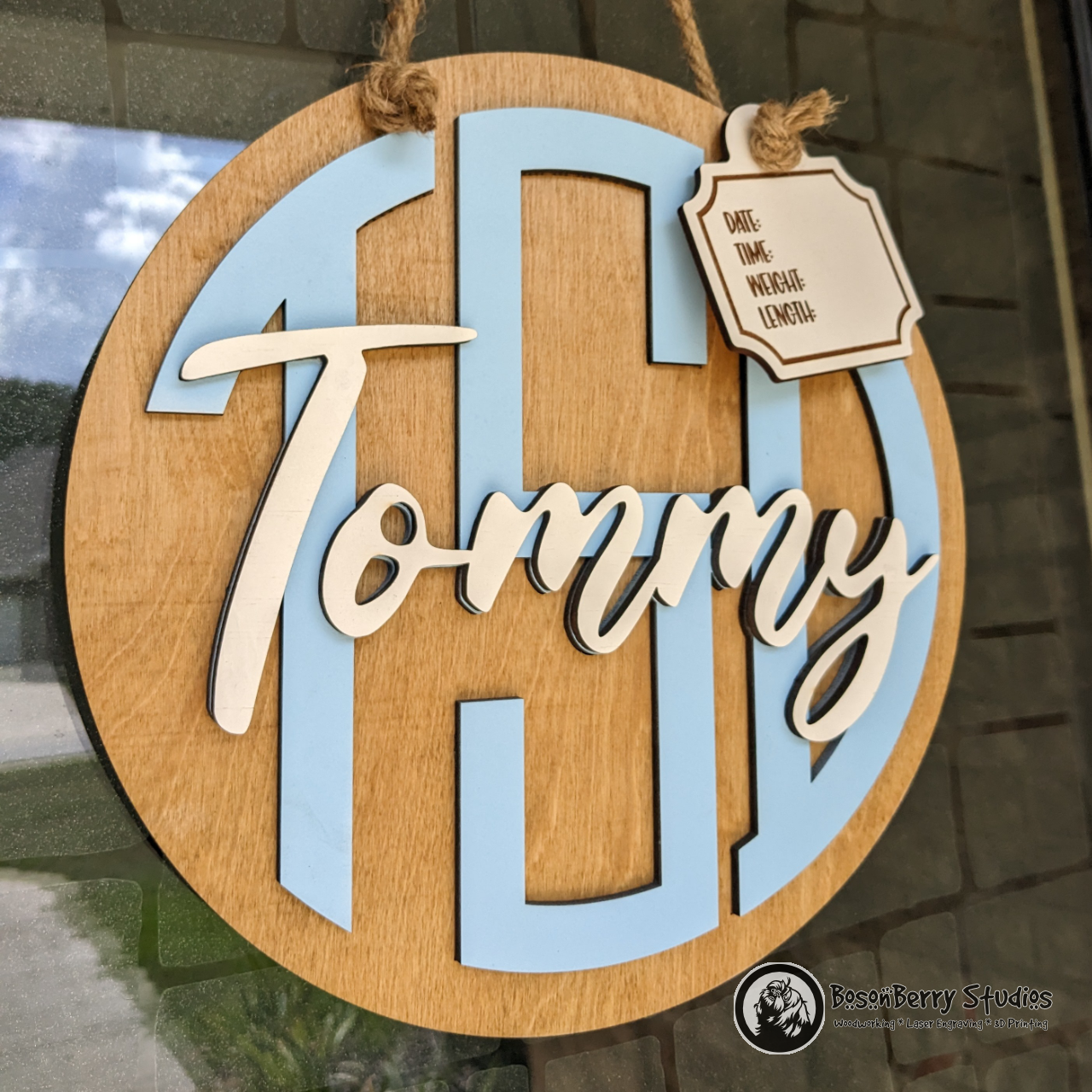 Baby Monogram Hospital Door Hanger Sign
