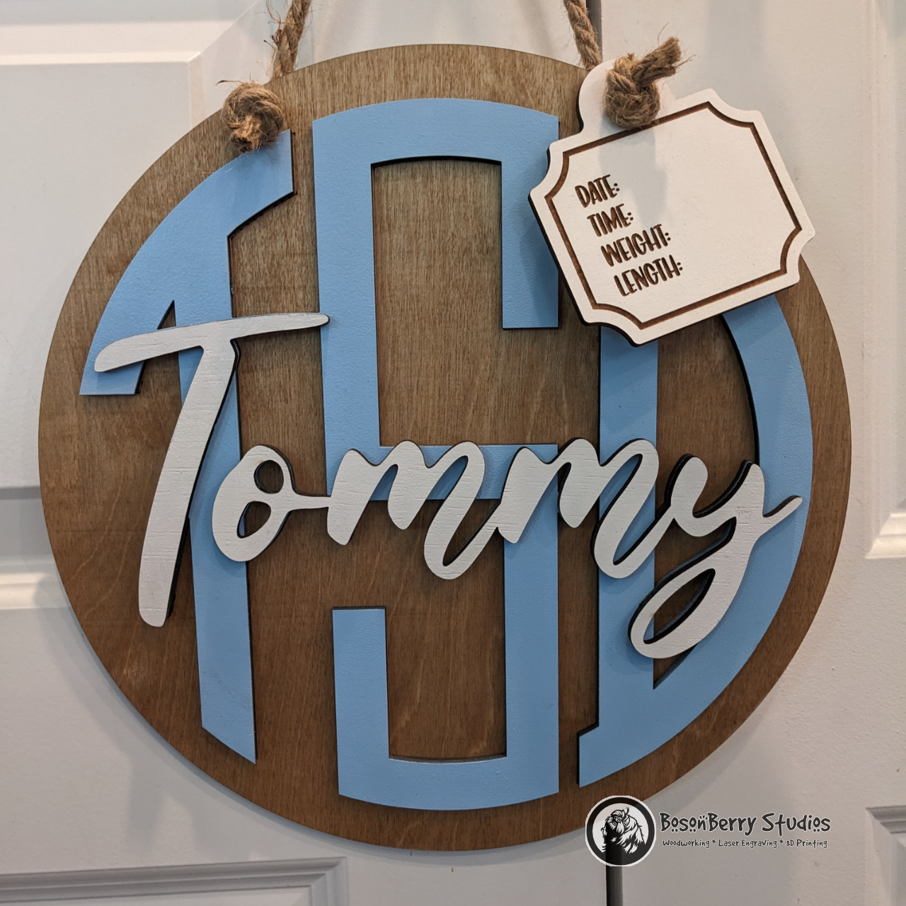 Baby Monogram Hospital Door Hanger Sign